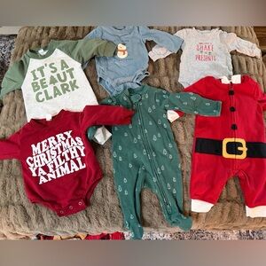 Festive Kids One Piece Lot, Christmas, size 0 to 3 months, three months, GUC